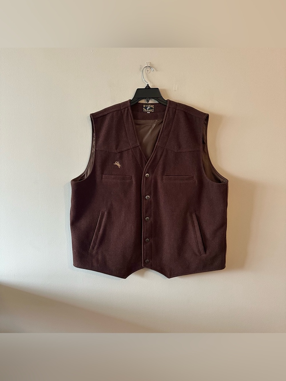 Wyoming Traders Western Cowboy Vest Men's XXL Chocolate Brown Wool